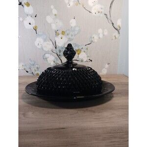 Indiana Diamond Point Black Butter Dish